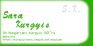 sara kurgyis business card